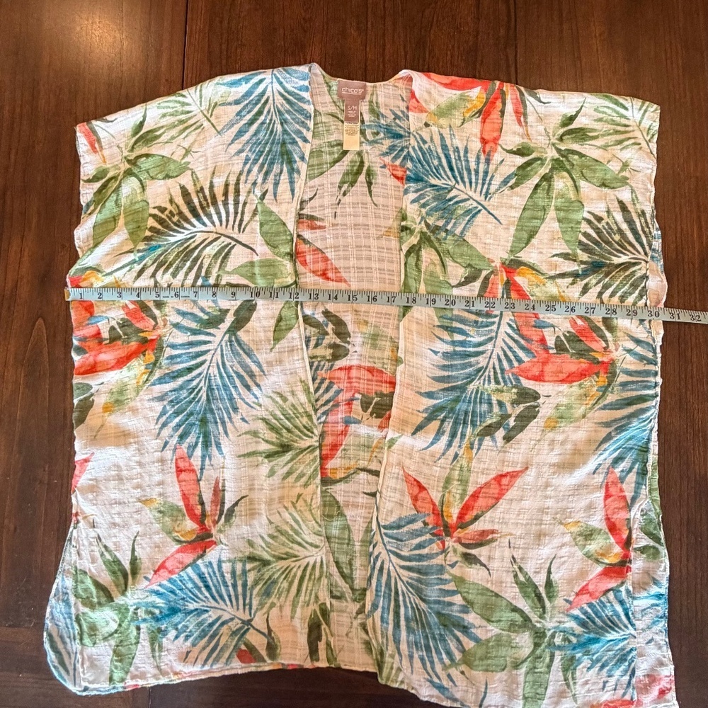 Chico's Tropical Poncho Swimsuit Coverup Tunic Top, Travel, Vacation, Size S/M - Picture 9 of 11